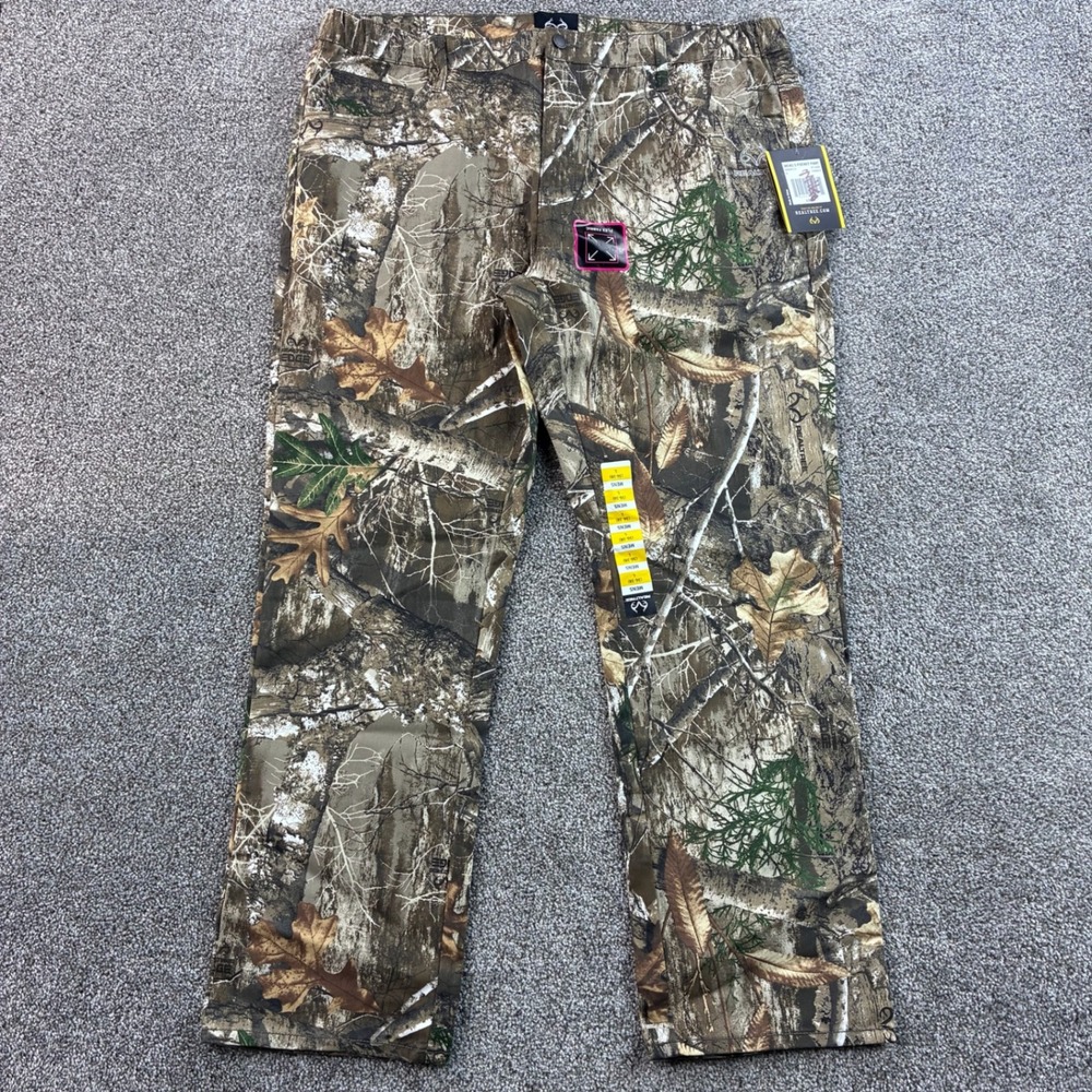 NWT Realtree Camo 5 Pocket Pants Mens Large Brown Flex Fabric Edge Hunting